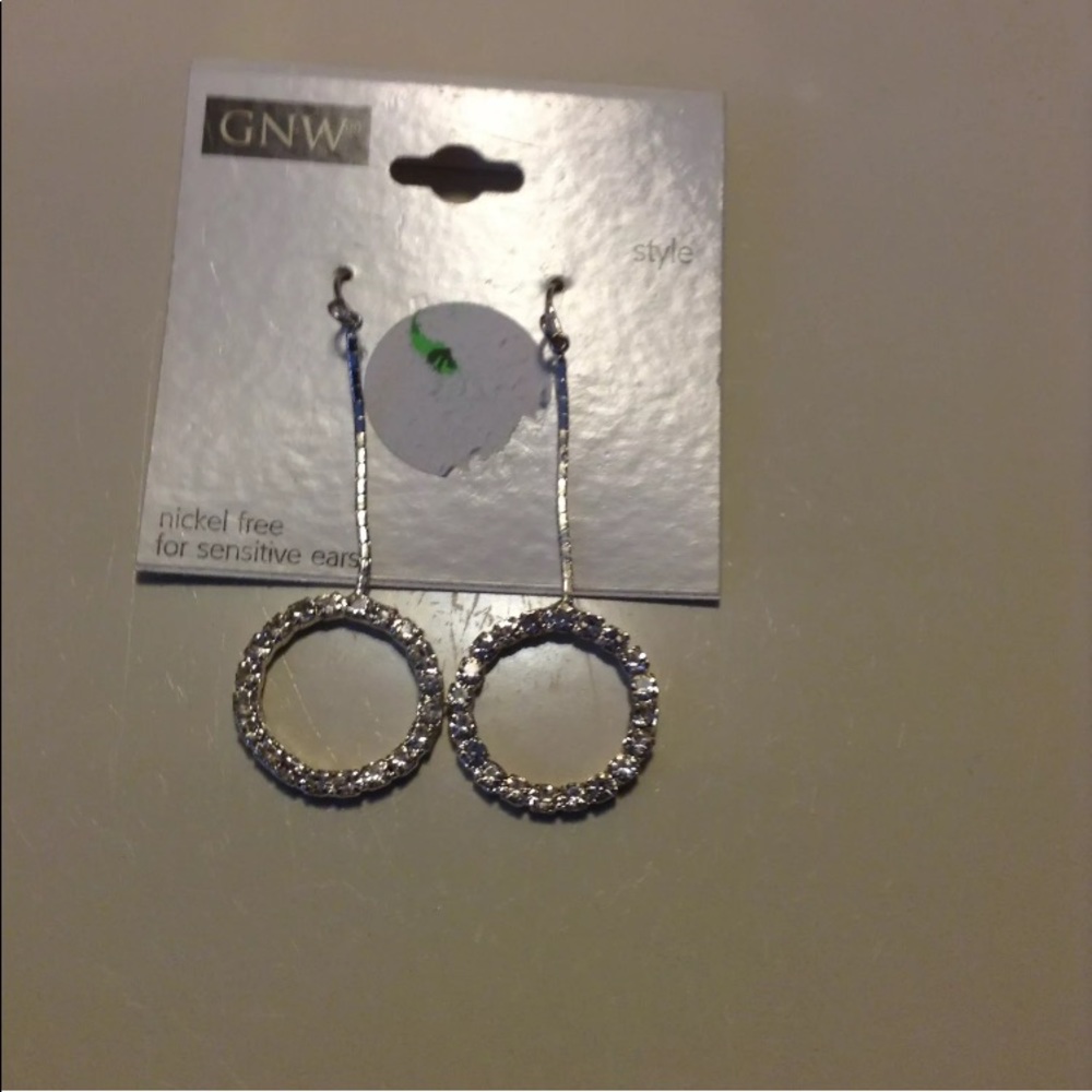 GNW Crystal Fishook 2” Dangle Earrings New